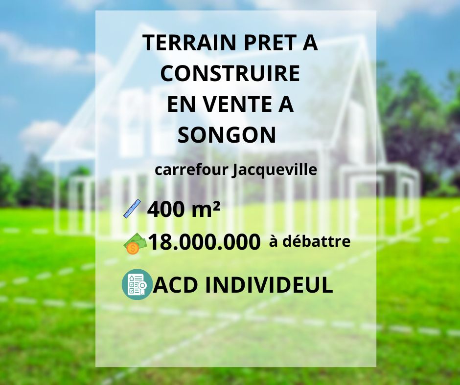 TERRAIN PRET A ETRE CONSTUIRE EN VENTE A SONGON