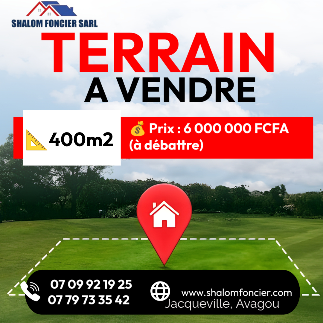 🏡 Terrain à vendre – Jacqueville Avagou 🌴